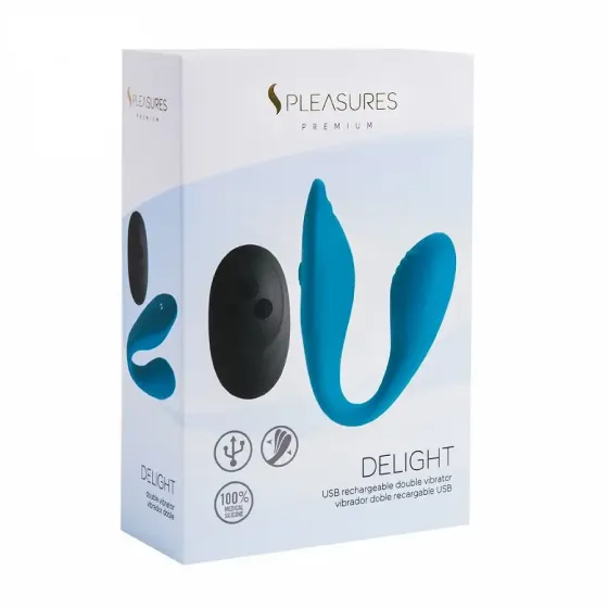 Подвійний вібратор S Pleasures Premium Delight, бірюзовий, для клітора та точки G, 10 режимів Львів