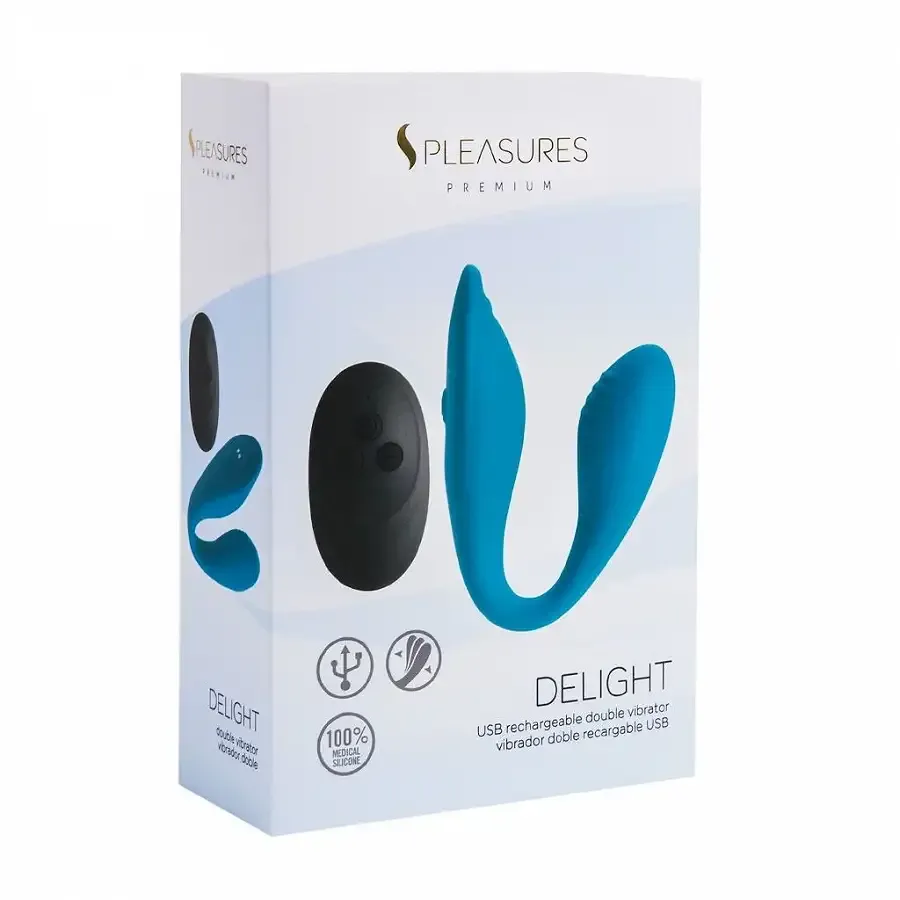 Подвійний вібратор S Pleasures Premium Delight, бірюзовий, для клітора та точки G, 10 режимів Львів - фото 5