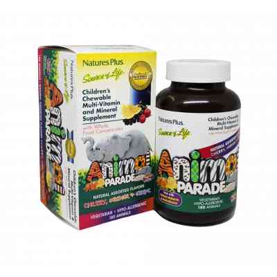 Мультивитамин Natures Plus Мультивитамины для Детей, Вкус Ассорти, Animal Parade, 180 (NAP-29982) Винница