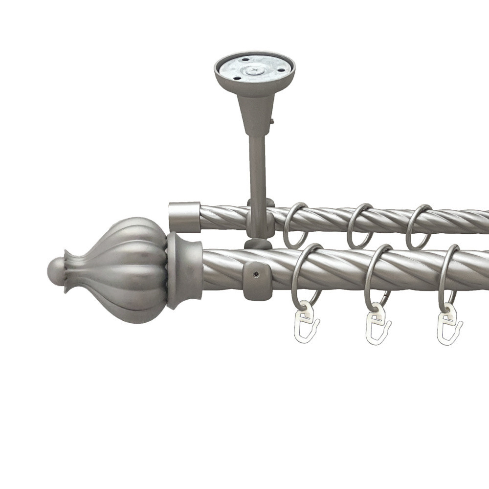 Карниз Orvit Таджа металевий дворядний відкритий до стелі скручена труба кільце металеве Сатин 25\16 мм 200 см (00-00024147) Львів - фото 1