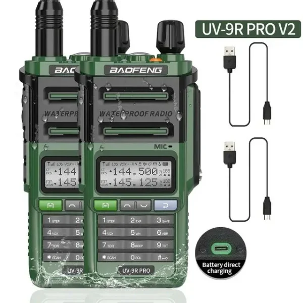 Радіостанція рація Baofeng UV-9R Pro 8W водонепроникна IP68 Type-C батарея 1800 мА·год (Зелений) Вінниця - фото 9