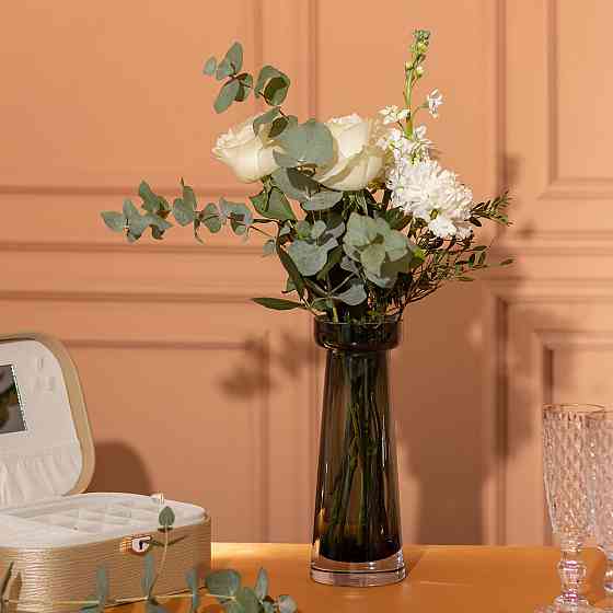 Flower Season Ваза циліндр для квітів 25.5 см Т-подібна скляна ваза 800 мл Чорна HP-10-35 Киев