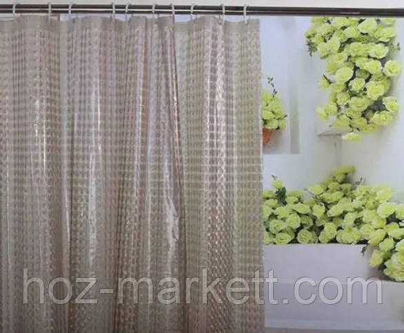 Штора в ванную силиконовая с 3 D эффектом шторка для ванной коричневая 180 х 180 см Харьков - изображение 1