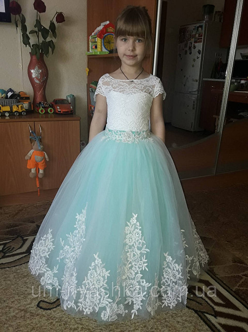 Длинное нарядное платье Дианочка Мята на 4-5, 6-7лет Кривой Рог - изображение 5