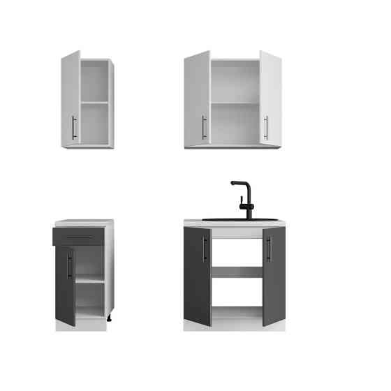 Кухня модульна Еверест Оптіма набір №1 Німфея альба+Антрацит 1,8 м (без стільниці) (DTM-5692) Львів