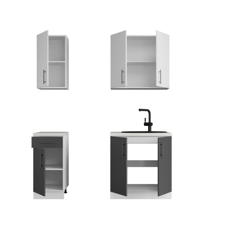 Кухня модульна Эверест Оптима набор №1 Нимфея альба+Антрацит 1,8 м (без столешницы) (DTM-5692) Львов - изображение 3