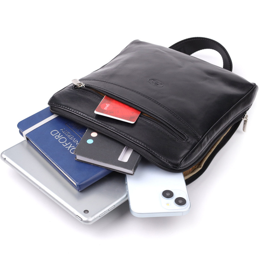 Мужская сумка через плечо из гладкой натуральной кожи Tony Perotti 20855_1 (9137-20 nero) Черный Киев - изображение 4