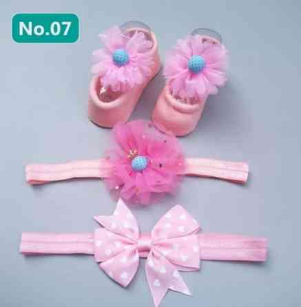 Набор пинетки и повязка (светлее чем на фото) - в наборе 3 вещи, размер повязок универсальный, (на резинке) Киев