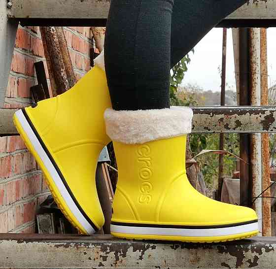 Жіночі Гумові Напівчоботи CROCS Жовті Чоботи Крокси Теплі Зимові (розміри: 36,37,38) — 8 Дніпро