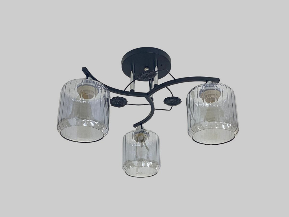 VALESO Люстра стельова на 3 плафони VALESO 2406B/3 для спальні та кухні Чорний+Хром 2406B/3 Коломия - фото 1