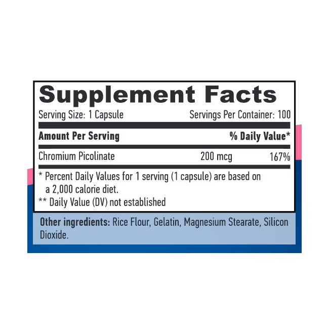 Хром Пиколинат Haya Labs Chromium Picolinate 200mg 100 caps Луцк - изображение 2
