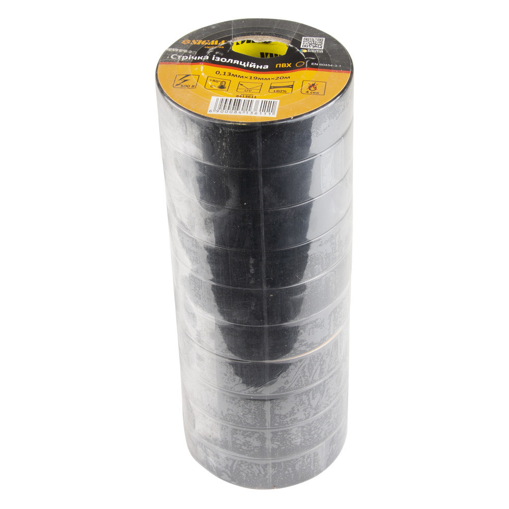 Стрічка ізоляційна ПВХ (чорна) 0.13мм×19мм×20м SIGMA (8413611) Рівне - фото 2