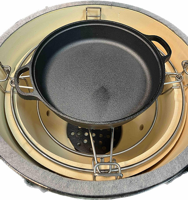 Комплект из камня, чугунной решетки и двухуровневой системы из нержавеющей стали для керамических грилей 47 см GRILLI 006035 Код: Ровно - изображение 5