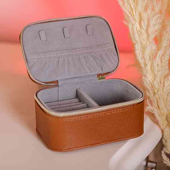 Шкатулка для украшений из эко кожи на молнии мини органайзер для ювелирных изделий HP-5-26BR Киев