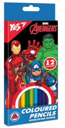 Олівці кольорові 12 кол. "Yes" Marvel.Avengers тригранні, 290664, шт Київ - фото 1