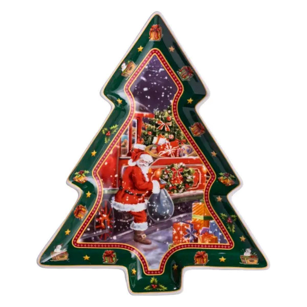 Сервірувальне новорічне блюдо для закусок з порцеляни Santa 29×24×2 (см) HP-SDHK-18 Київ - фото 5