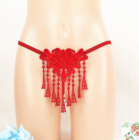 Эротические трусы с жемчугом красные - размер универсальный (на резинке), 15% нейлон, 85% полиэстер Киев - изображение 3