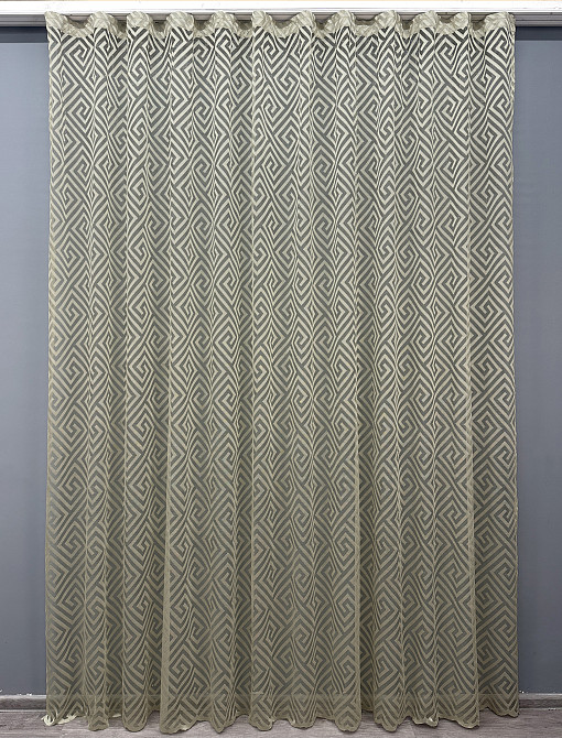 Тюль жакард, колекція "Ромб Меандр" колір бежевий 1557т Київ - фото 8