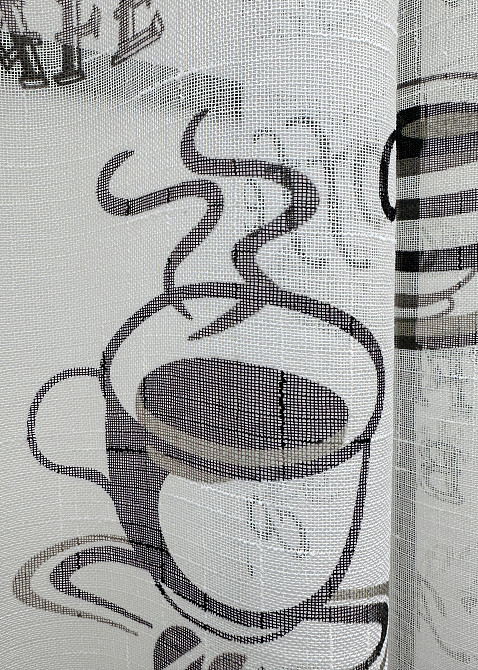 Кухонная тюль-арка VR-Textil № 1791т лен белый с черным 300х150 см (53-0071) Киев - изображение 5