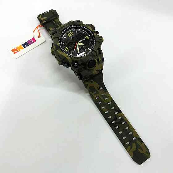 Спортивные часы мужские водонепроницаемы SKMEI 1155BCMGN GREEN CAMO, Часы военной тематики DS-71 Львов