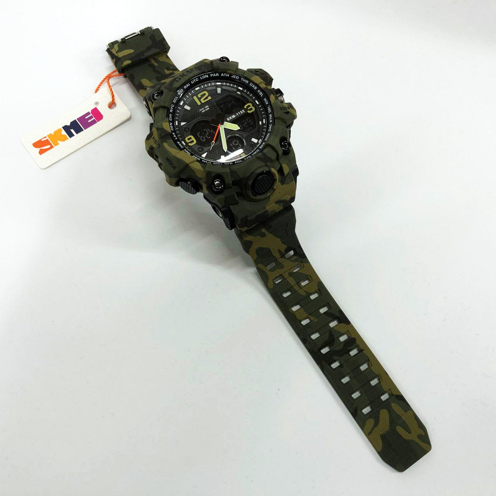 Спортивные часы мужские водонепроницаемы SKMEI 1155BCMGN GREEN CAMO, Часы военной тематики DS-71 Львов - изображение 3