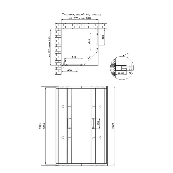 Душевая кабина Qtap Taurus BLA1099SC6 90х90 см, стекло Clear 6 мм покрытие CalcLess, без поддона Киев