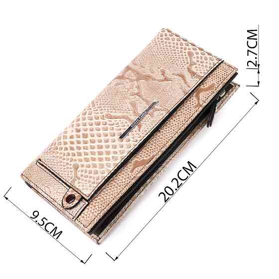 Стильний горизонтальний гаманець жіночий з натуральної фактурної шкіри KARYA 21101 Бежевий Київ