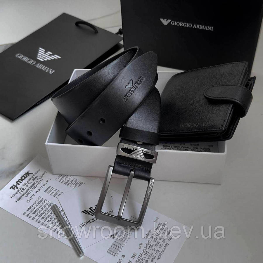 Чоловічий подарунковий набір портмоне та ремінь Armani (113) Київ - фото 8