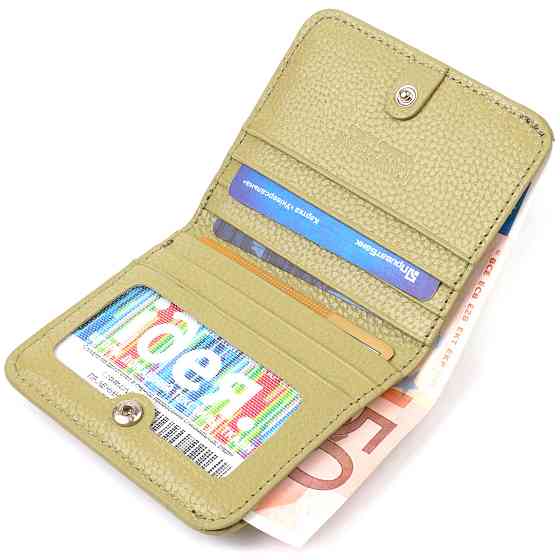 Компактний жіночий гаманець із натуральної шкіри флотар CANPELLINI 21793 Оливковий Київ