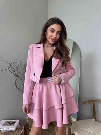 Женский стильный костюм двойка: пиджак и юбка креп-костюмка + подкладка Пудра, 46/48 Одесса