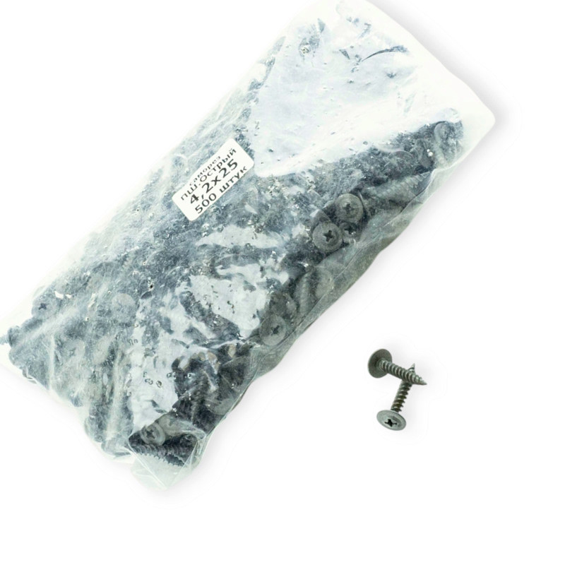 Саморіз шайбою 4,2х25 чорний (500 шт) Мукачево - фото 1