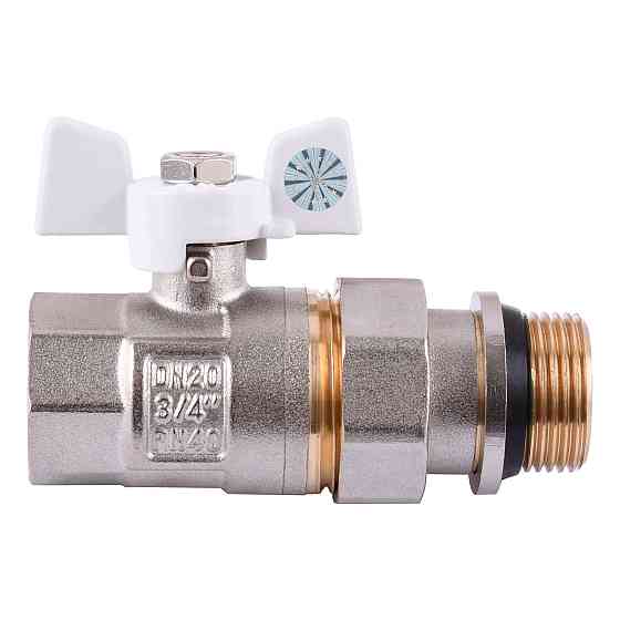 Кран кульовий з американкою Q PROFESSIONAL QP003 PN40 3/4″ антипротікання, Білий метелик Тернополь