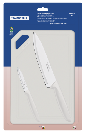 Набір ножів Tramontina Plenus light grey, 3 предмети (6747192) Київ