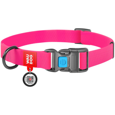 Нашийник для тварин WAUDOG Waterproof з QR паспортом Ш 25 мм Д 38-58 см рожевий (27777) Вінниця - фото 1