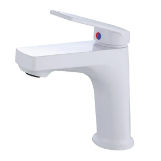 Змішувач для умивальника Plamix Lucas-001 SET White з термопластику зі шлангами (PM0706) Чернівці