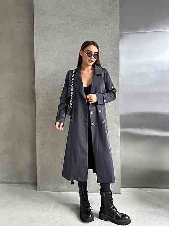 Жіночий трендовий стильний тренч  щільний котон-парка Графіт Одеса