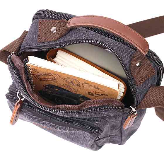 Функциональная вертикальная сумка для мужчин из текстиля Черный (Vintage) Киев