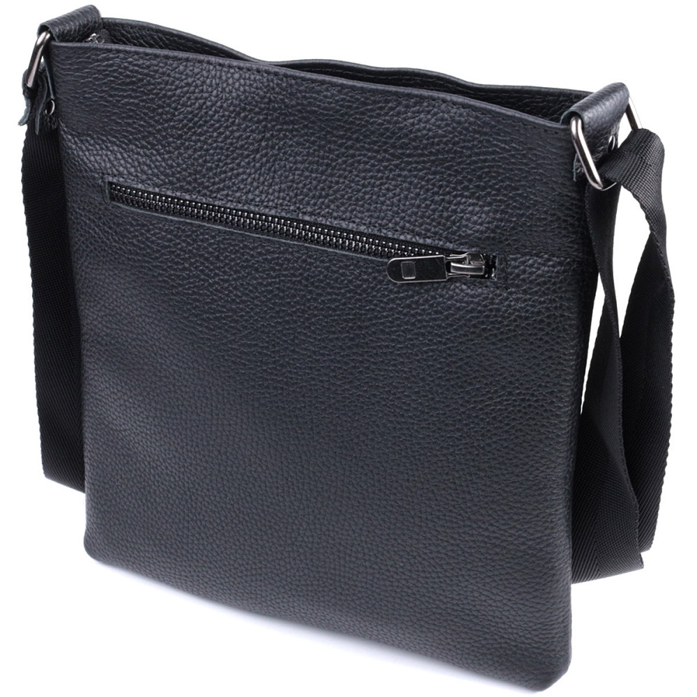 Тонка сумка для чоловіків через плече з натуральної шкіри Shvigel 22850 Чорна Київ - фото 2