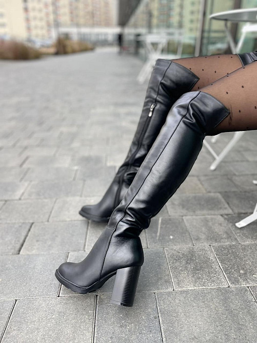 Injers Чоботи жіночі INJERS чорні натуральна шкіра зима євро-хутро висота 49см обхват голени 35 Коломыя - изображение 4