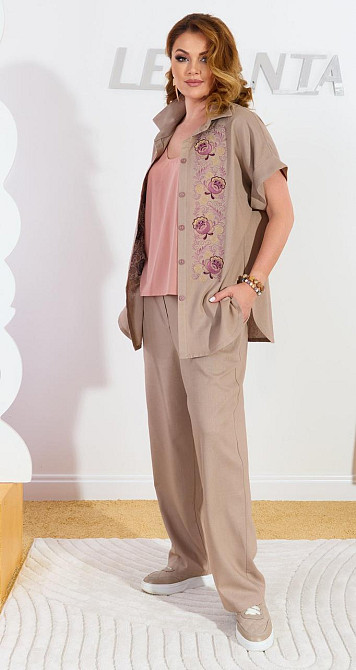 Летний брючный костюм с вышивкой (50) Киев - изображение 4