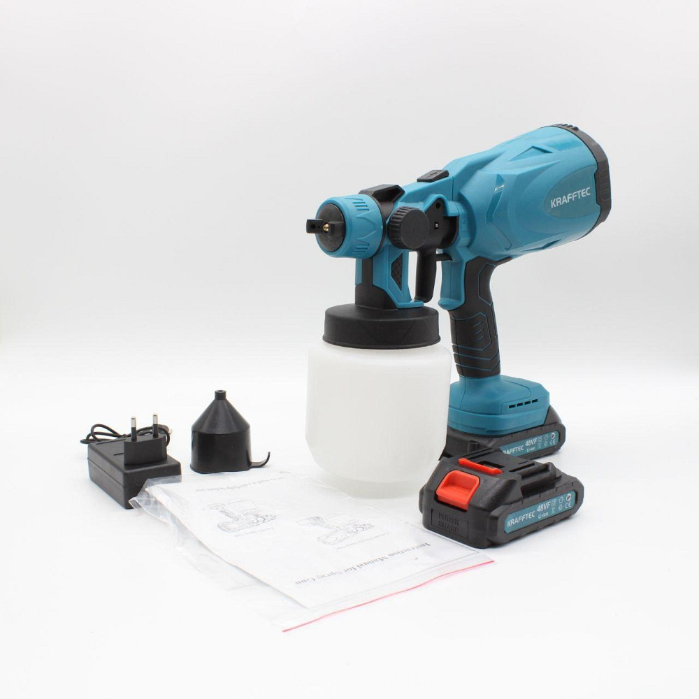 Акумуляторний фарбопульт 800мл, 2 акумулятори 48V, KRAFFTEC / Пульверизатор для фарби / Розпилювач фарби Київ - фото 10