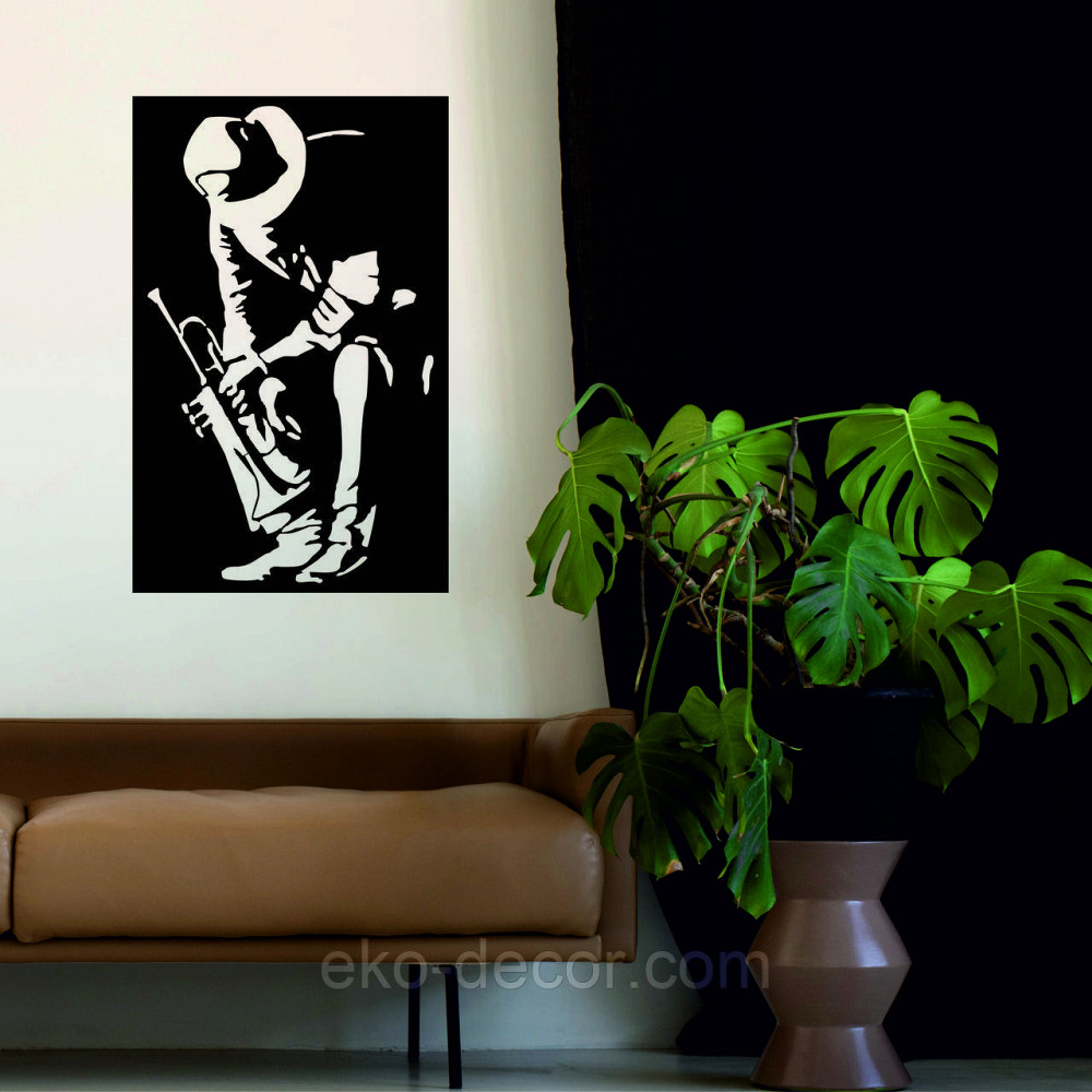 Декоративное настенное Панно «Музыкант», Декор на стену 110*70 см, Черный Киев - изображение 2