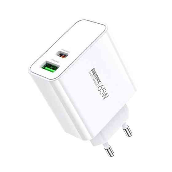 Мережевий зарядний пристрій Remax Kiddy 2 порти, USB + Type-C 65W (RP-U125) Київ