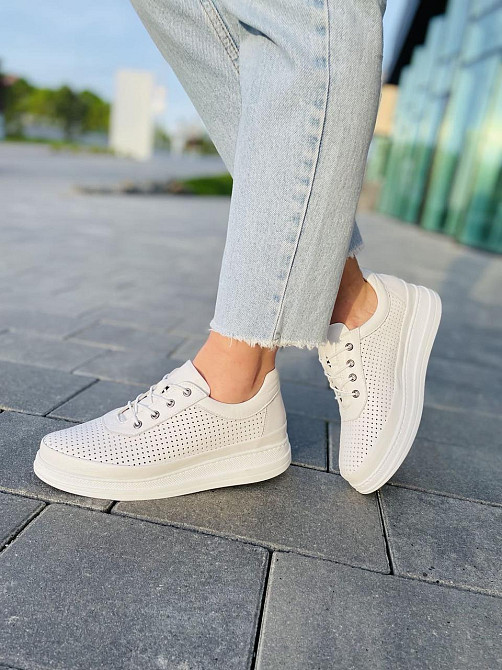 Lonza Жіночі кеди з натуральної шкіри білі весна - літо LONZA / Стильні кеди літні шкіряні р.38 Коломыя - изображение 10