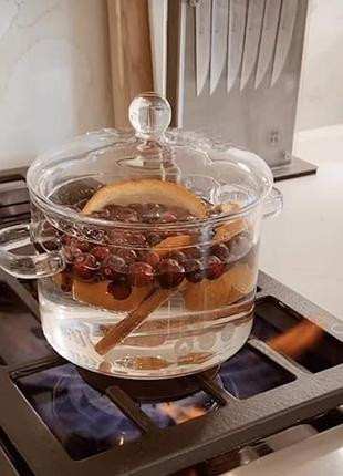 EB-19008 Стеклянная кастрюля 3,0 Л из жаропрочного боросиликатного стекла с крышкой, для плиты и микроволновки Одесса - изображение 8