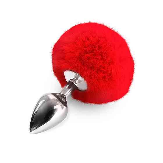 Металлическая анальная пробка М Art of Sex - Metal Butt plug Rabbit Tail Red, диаметр 3,4 см Sex Aura Киев