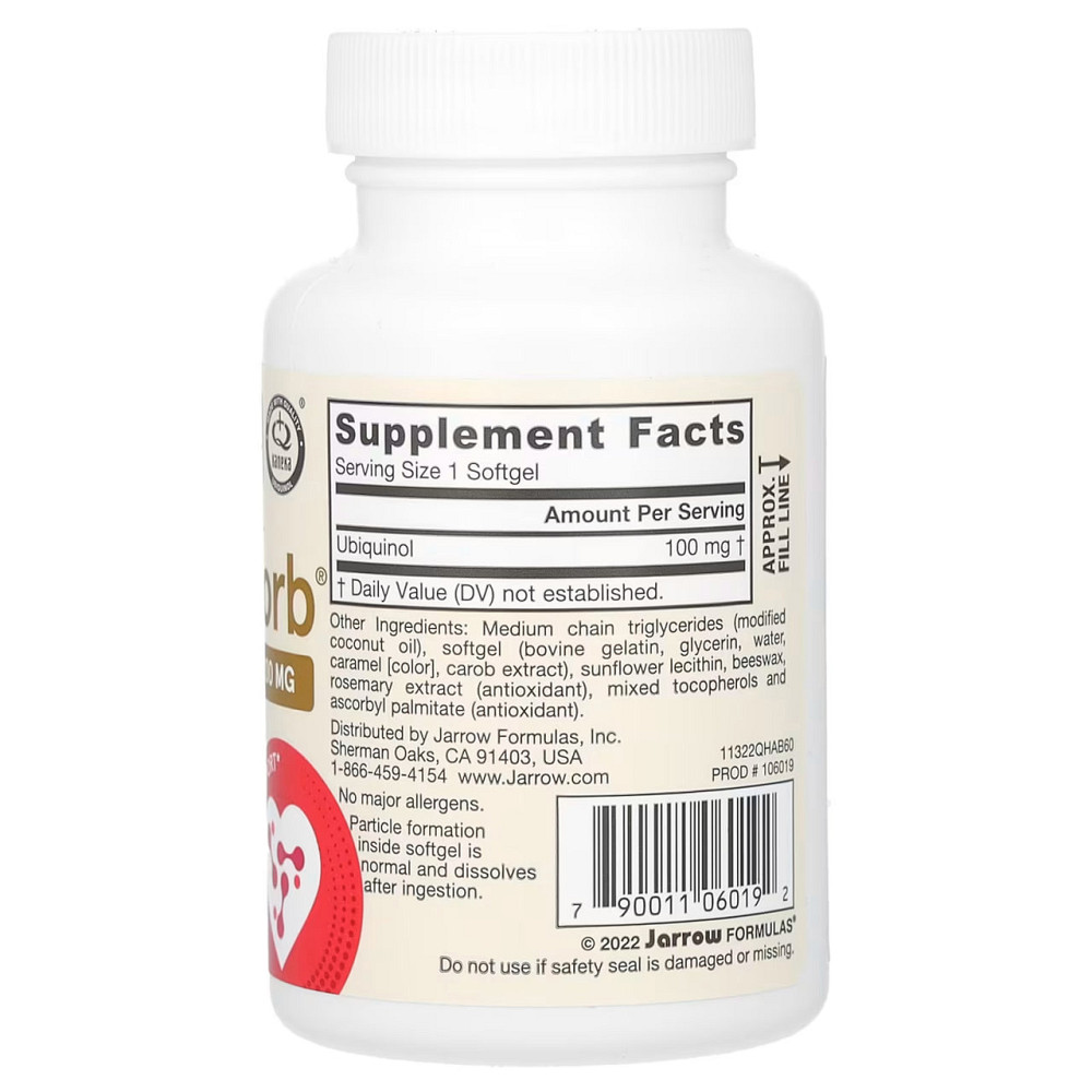 Коэнзим (убихинол) Jarrow Formulas Ubiquinol QH-Absorb 100 мг 60 капс Киев - изображение 2