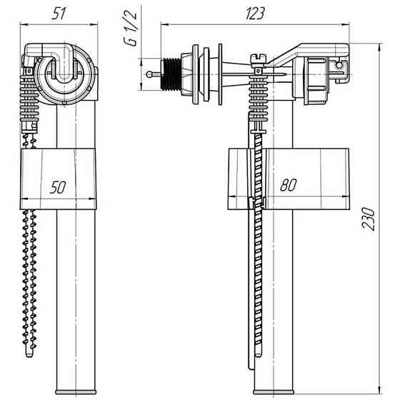 Клапан наповнення бокової подачі пластик 1/2 WC5050 Аніпласт Харків