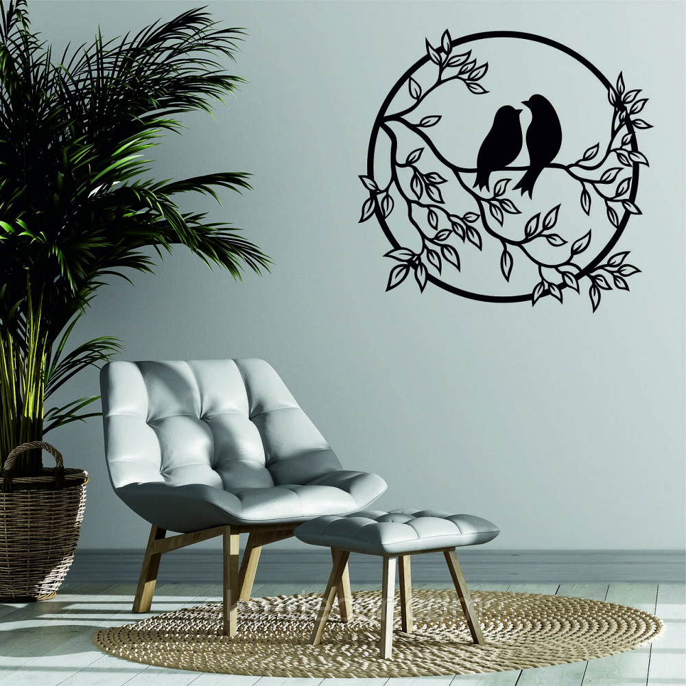 Декоративне настінне Панно «Пташки на гілці», Декор на стіну 90*86 см, Чорний Київ - фото 1