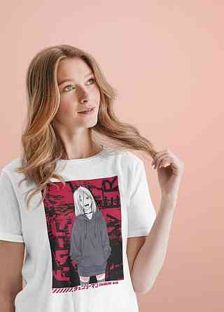 Футболка для хлопчика з аніме принтом Повер Кхаінс Вбр Ав оверсайз (зріст від 165 до 180) Чорний AnimeJ0823m Дніпро